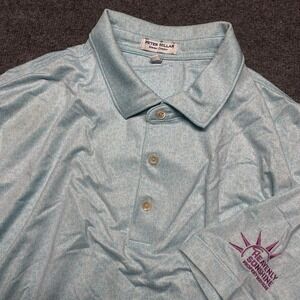 Peter Millar Sumer Comfort Shirt Mens XL Teal Green Martini AOP *Business Logo*